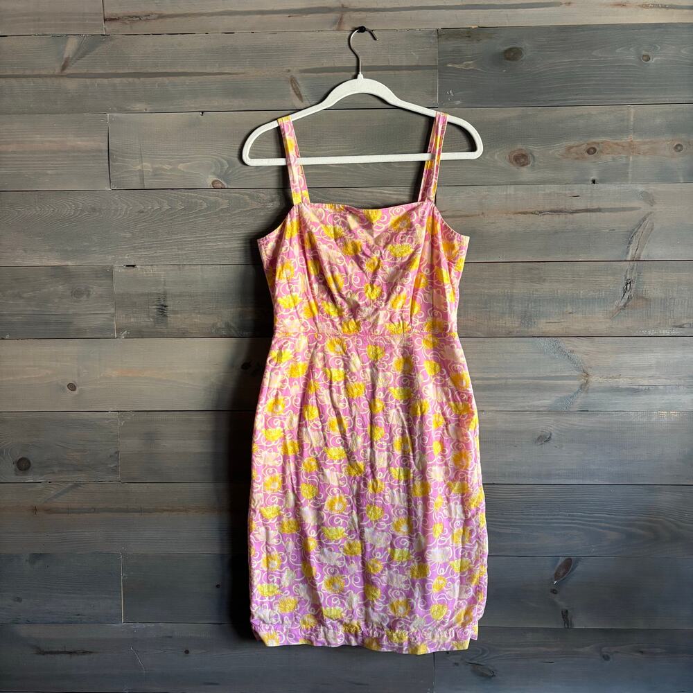 TIBI | Vintage Y2K Floral Print Sheath Dress Pink Yellow Sz 6 No Tags